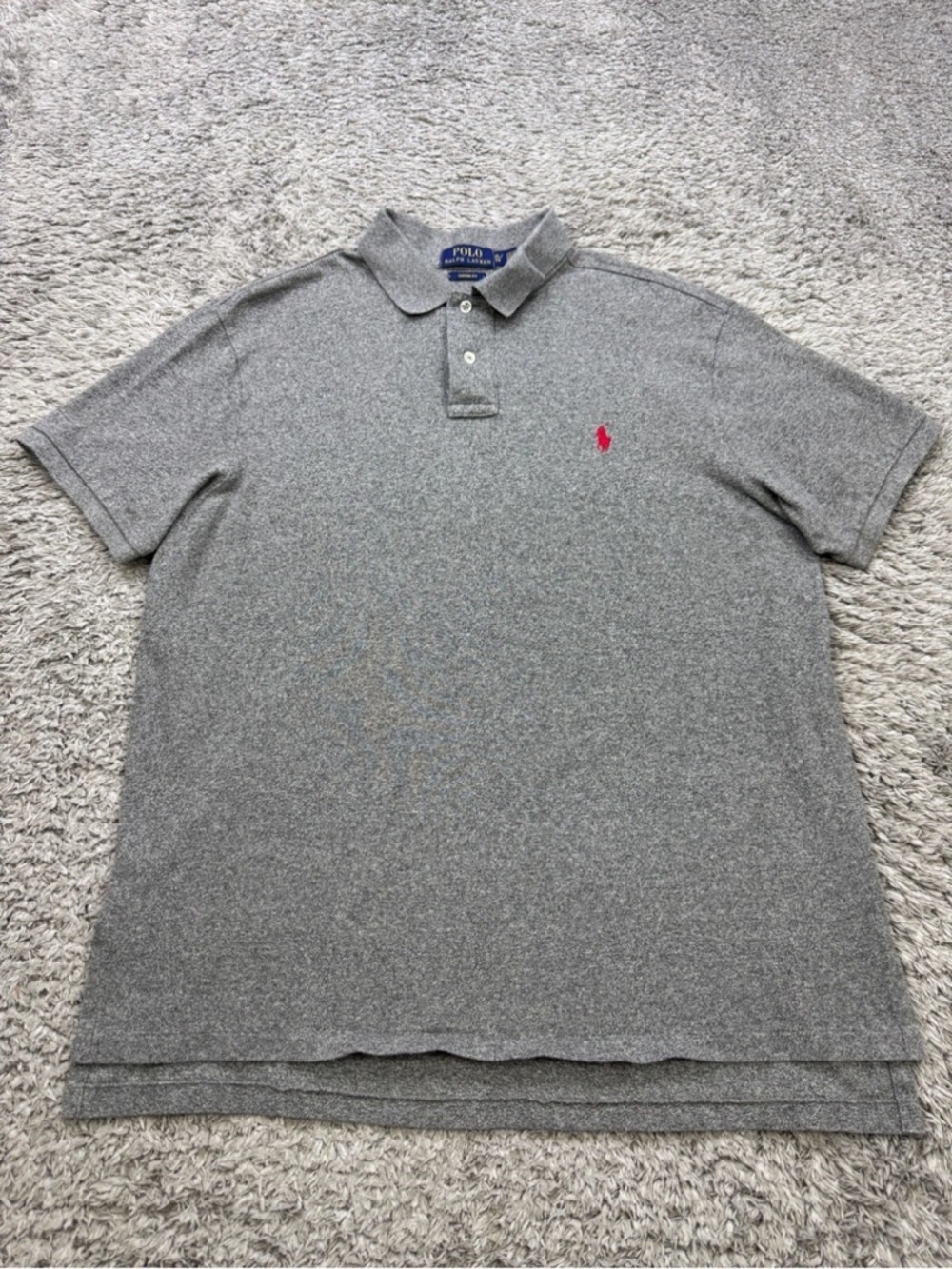Polo Ralph Lauren Gray Custom Fit Polo Shirt XL Red Pony Logo Heathered